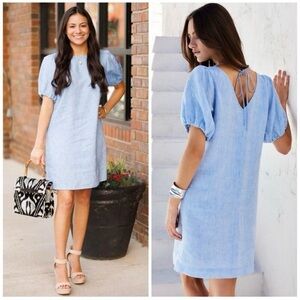 Fifteen Twenty Juliette Mini Dress 2F45000 Large 100% Linen Blue NWT